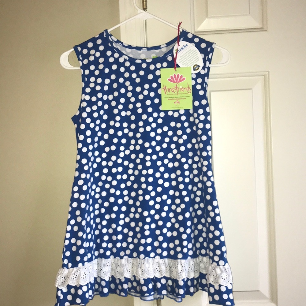 LAST CHANCE ⭐️ Three Friends Blue Dot tunic, size 14